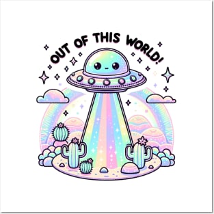 Out of this World Cute Pastel Kawaii UFO Posters and Art